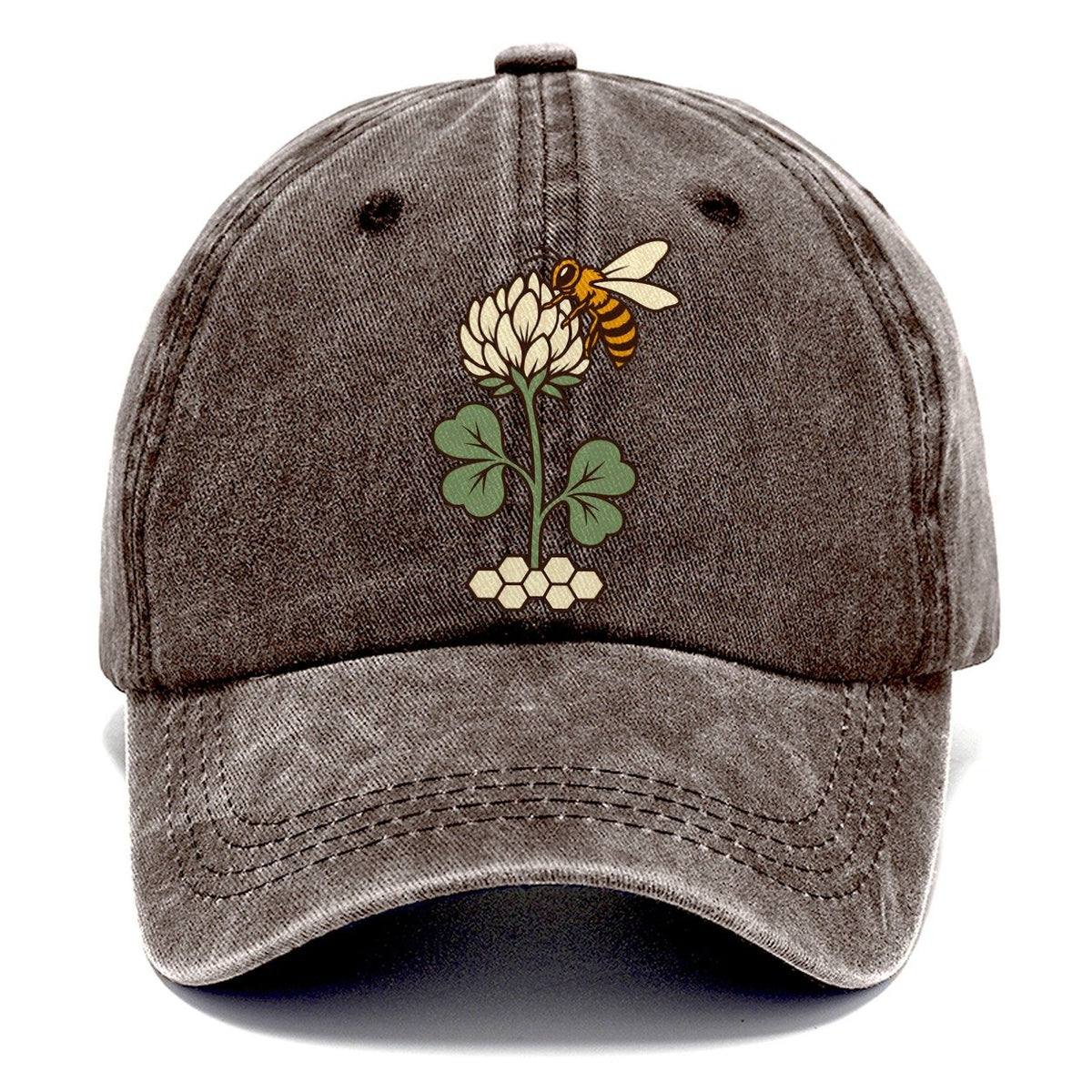 Clover And Bee Pairing Beekeeping Classic Cap – Brown