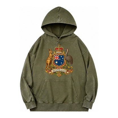 Heritage Coat Badge Vintage Washed Hoodie – Army Green