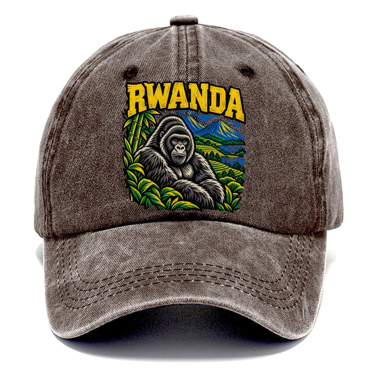 Rwanda Woodcut Badge Logo Classic Cap – Brown