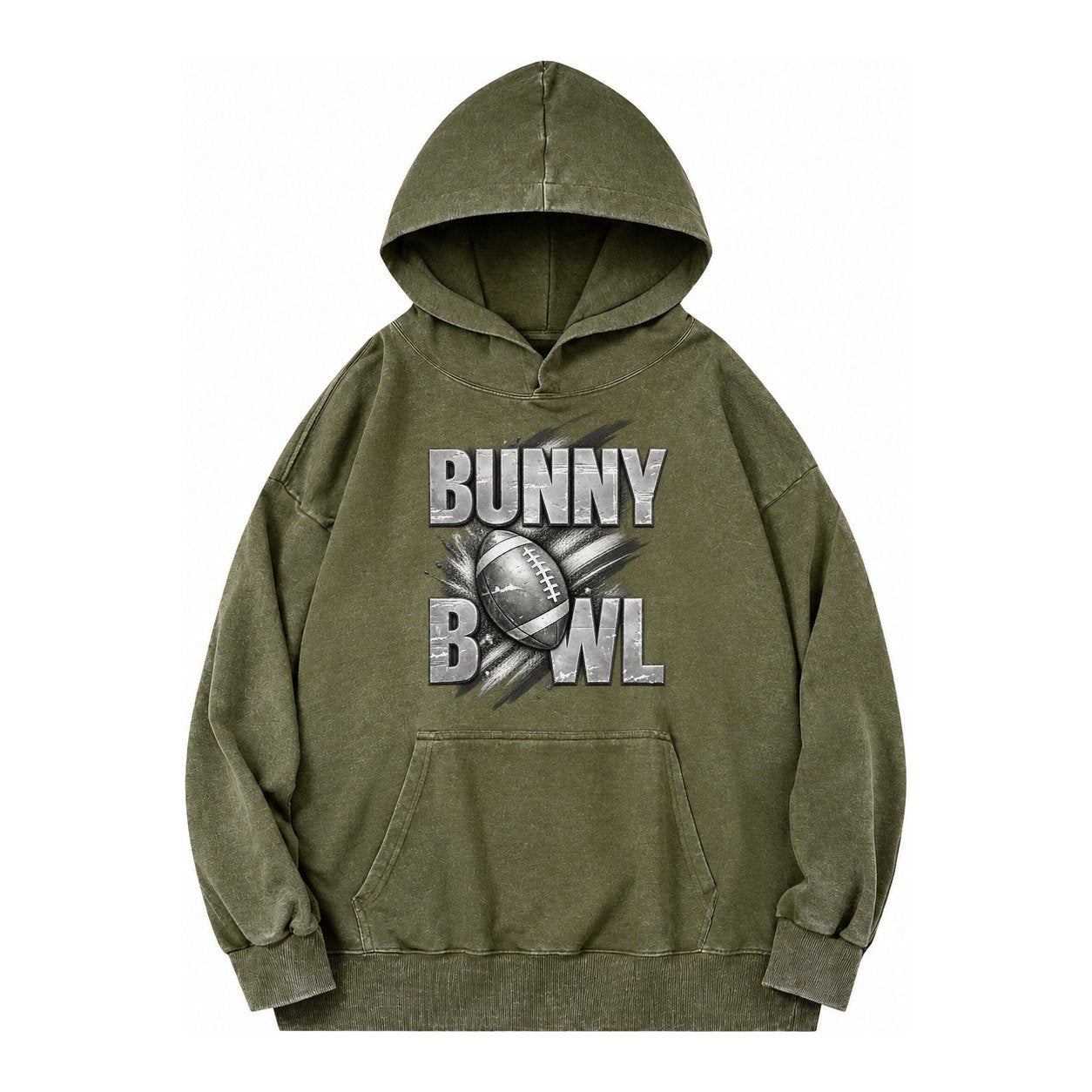 Bunny Bowl Vintage Washed Hoodie – Army Green