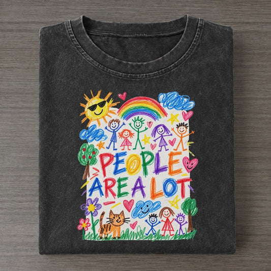 People Are A Lot Crayon Hour Vintage T-shirt – Black