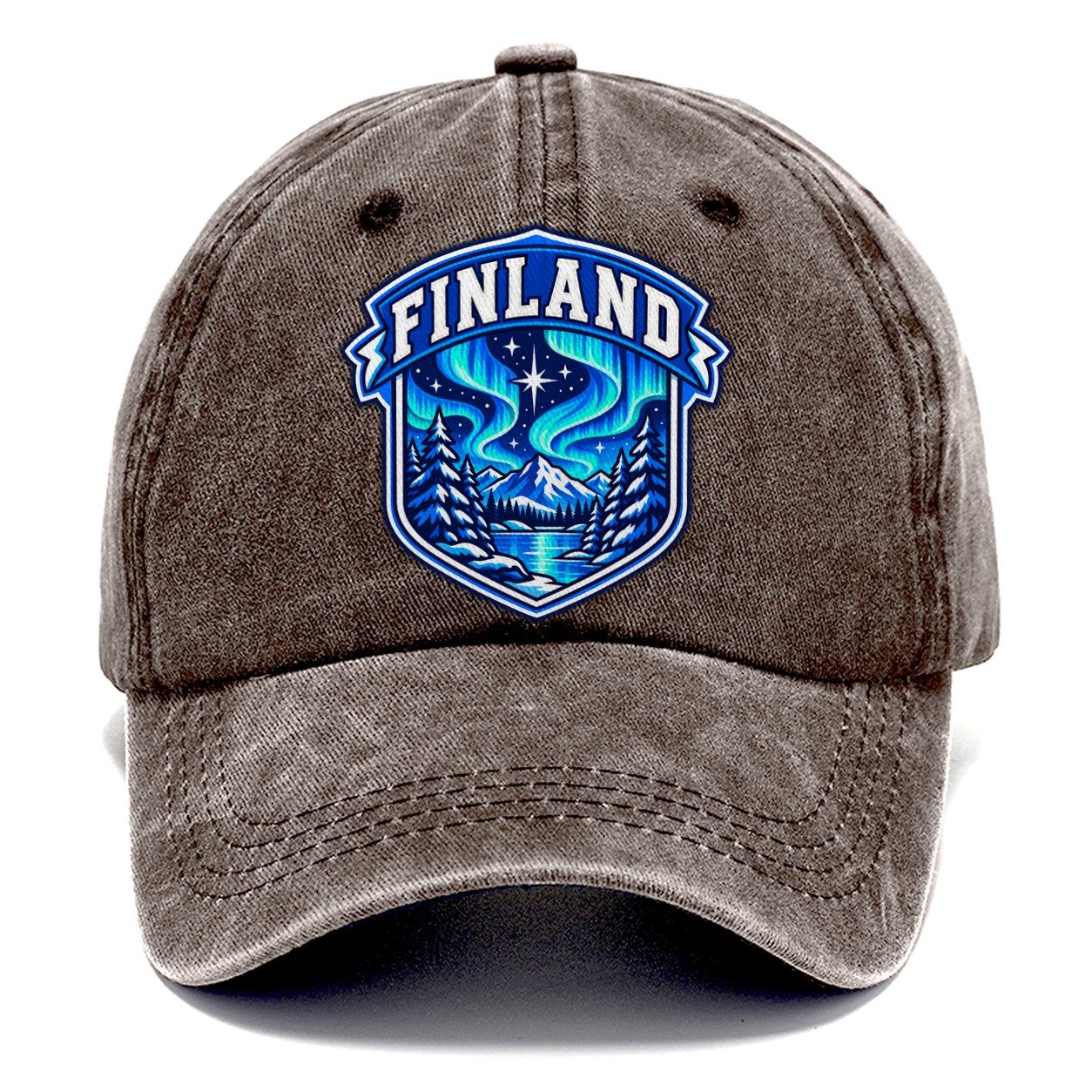 Finland Retro Badge Country Logos Classic Cap – Brown
