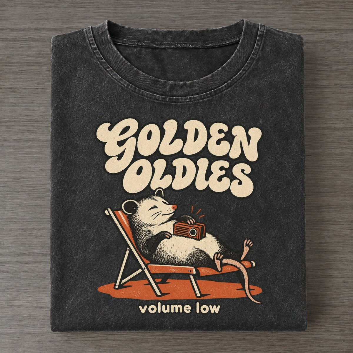 Golden Oldies Raccoons Off Duty Vintage T-shirt – Black