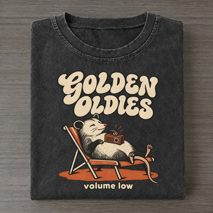 Golden Oldies Raccoons Off Duty Vintage T-shirt – Black