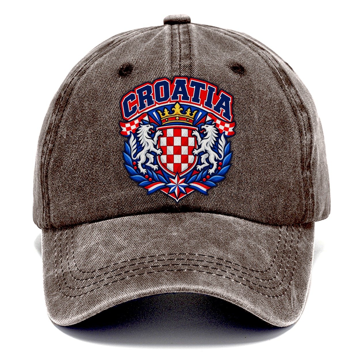 Croatia Retro Badge Country Logos Classic Cap – Brown