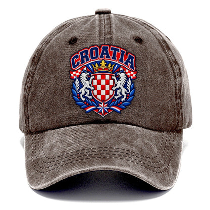 Croatia Retro Badge Country Logos Classic Cap – Brown
