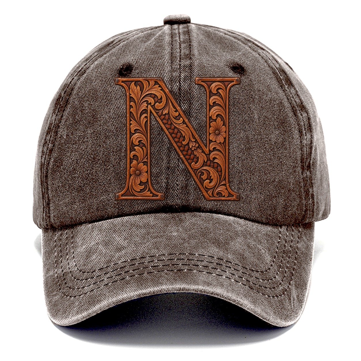 Tooled Leather N Monogram Classic Cap – Brown