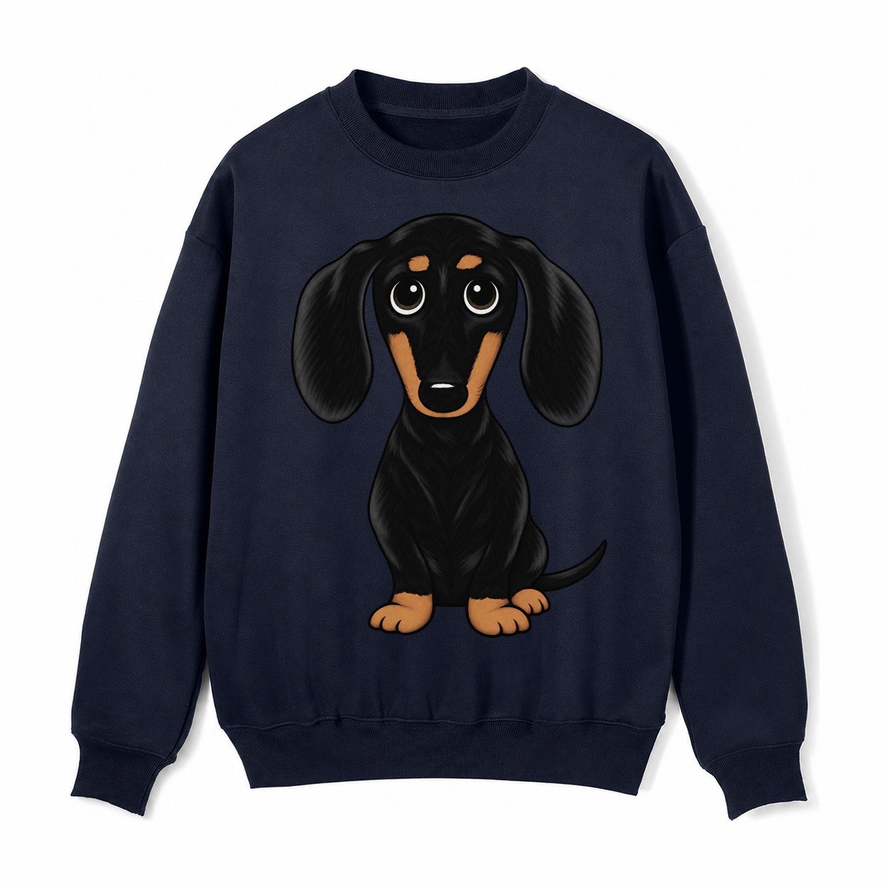 Vintage Style Dachshund Print Fleece Sweatshirt – Navy Blue
