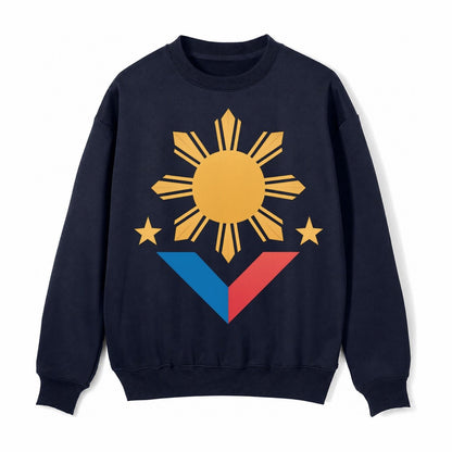 Philippines Flag Sun And Fleece Sweatshirt – Navy Blue