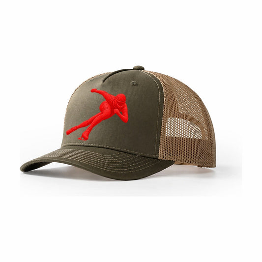 Speed Skater Corner Lean Micro Motion Mark Trucker Hat – Olive Khaki