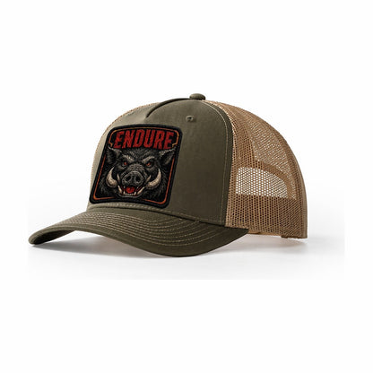 Boar Endure Badge Trucker Hat – Olive Khaki