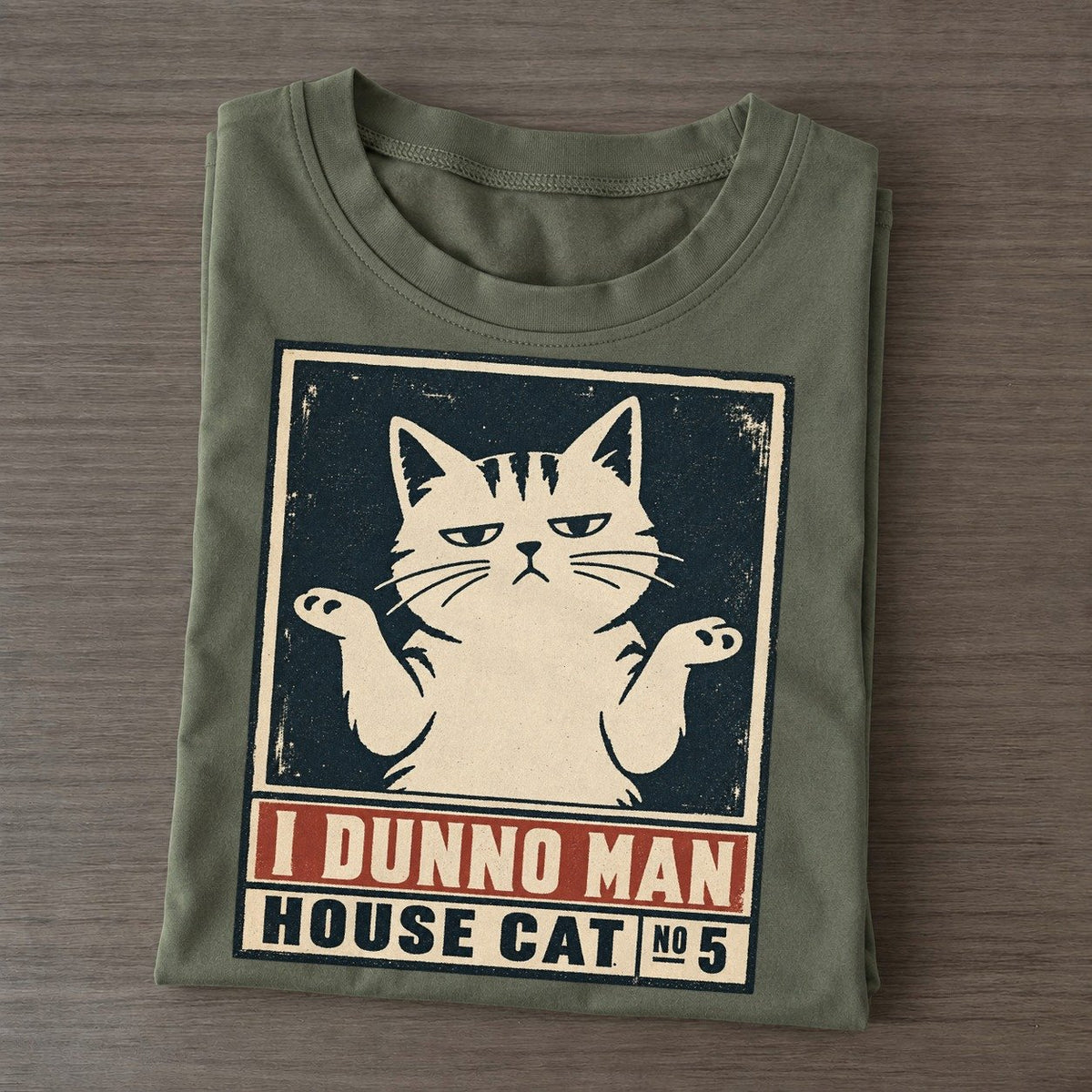 I Dunno Man Neko Says No Classic T-shirt – Army Green