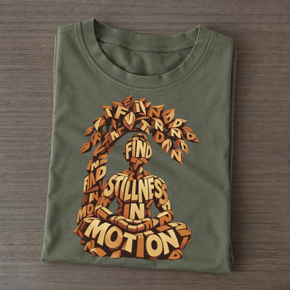 Meditation Under Leaves Letter Sculpture Classic T-shirt – Army Green