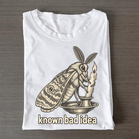 Moth Known Bad Idea Unbothered Creatures Classic T-shirt – White