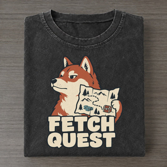 Fetch Quest Familiar Punchlines Vintage T-shirt – Black