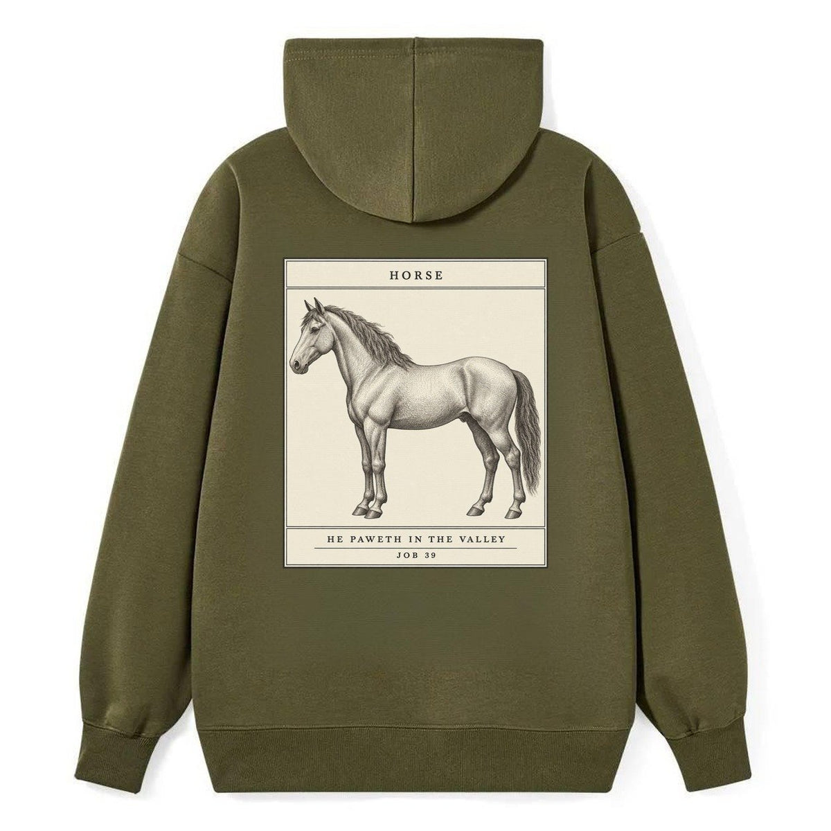 Horse Specimen Plate Creature Canticle Classic Pullover Hoodie – Armygreen