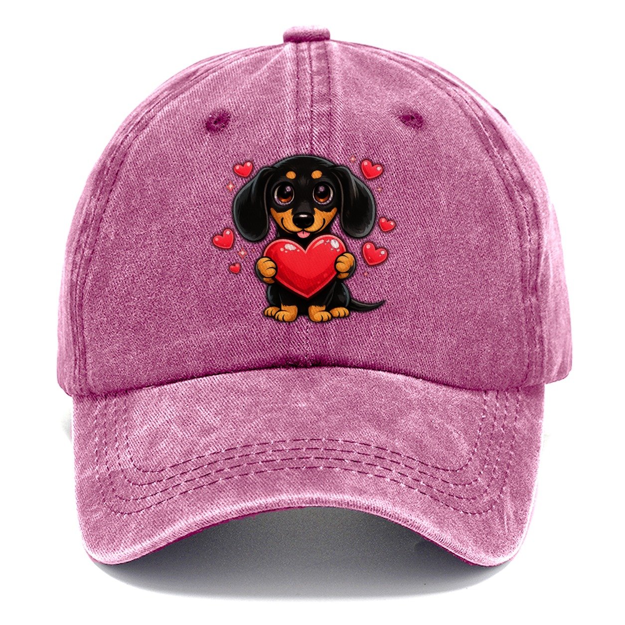 Dachshund Valentine Card Hearts Classic Cap – Dusty Rose