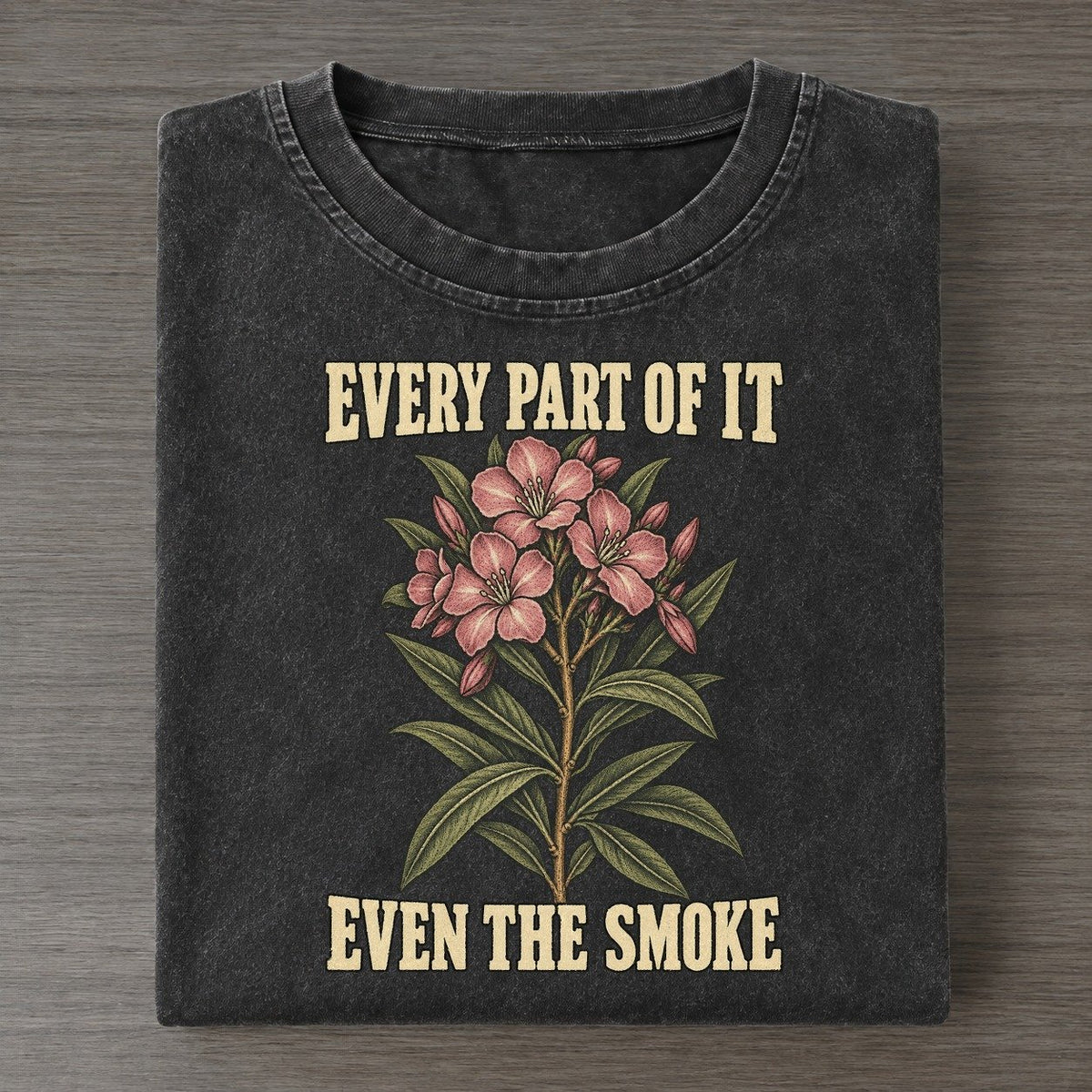 Even The Smoke Botanical Warnings Vintage T-shirt – Black
