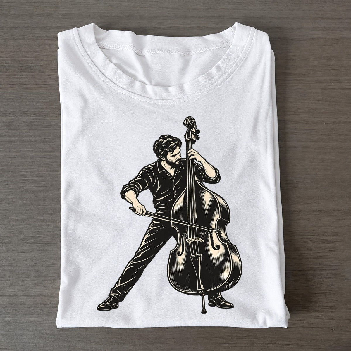 Double Bass Bowed Passage Global Music Ink Figures Classic T-shirt – White