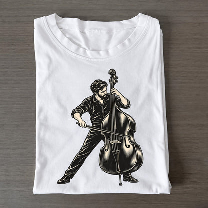Double Bass Bowed Passage Global Music Ink Figures Classic T-shirt – White