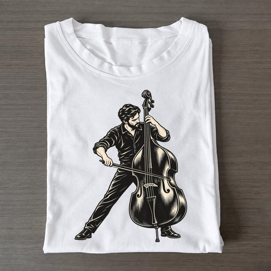 Double Bass Bowed Passage Global Music Ink Figures Classic T-shirt – White