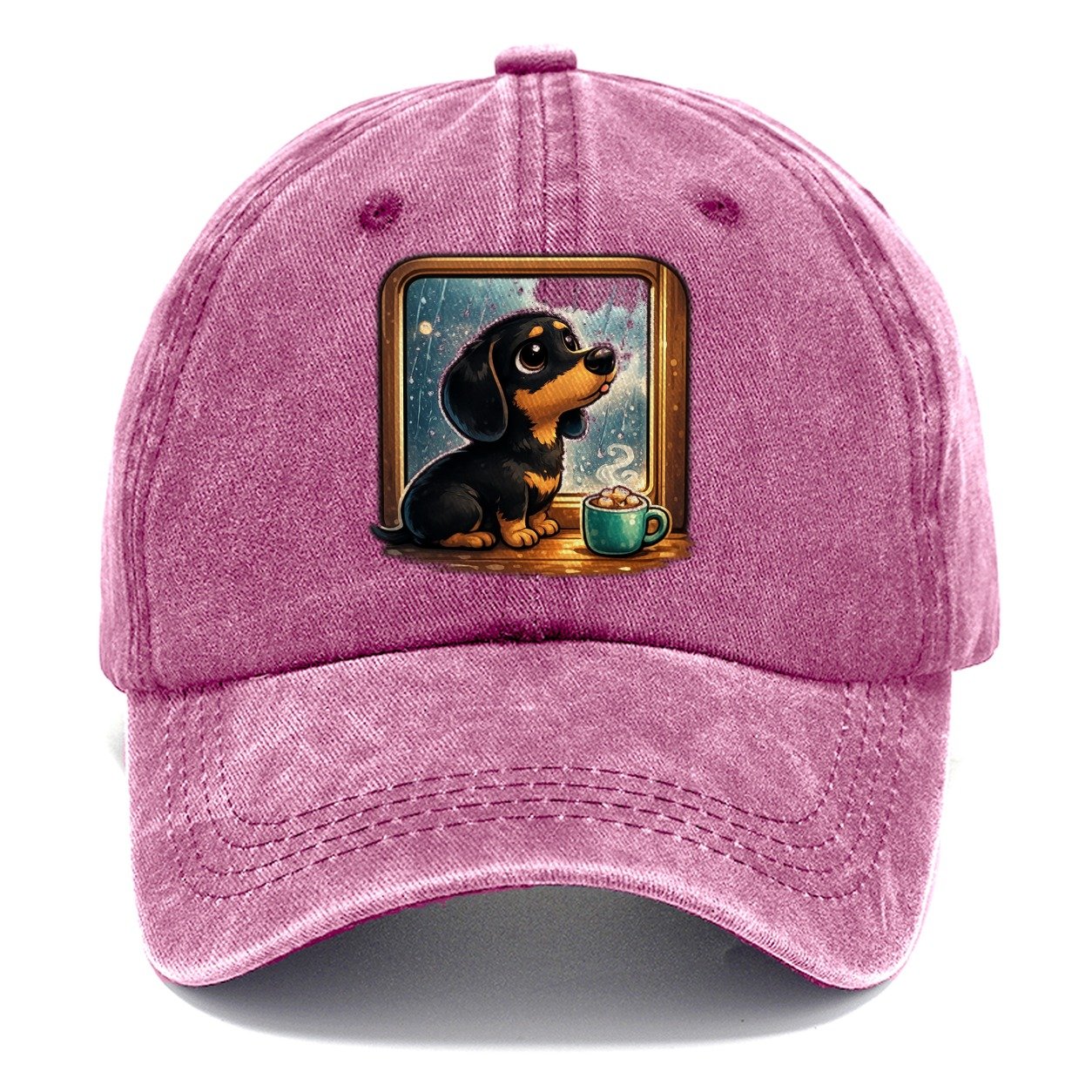 Dachshund Watching Rain Classic Cap – Dusty Rose