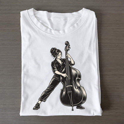 Double Bass Walking Line Global Music Ink Figures Classic T-shirt – White