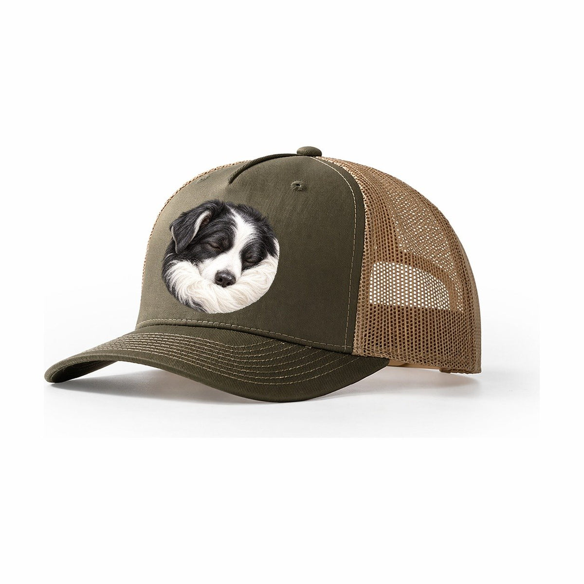 Border Collie Ruff Tuck Pastimes Companions Trucker Hat – Olive Khaki
