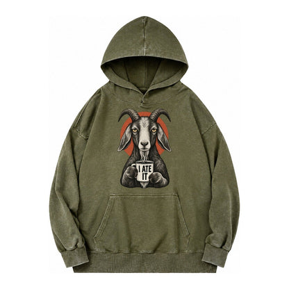 Goat Mug Truths Vintage Washed Hoodie – Army Green