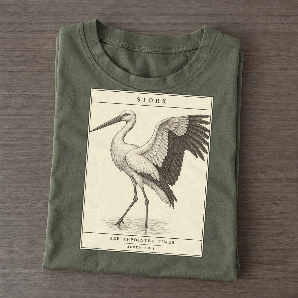 Stork Specimen Plate Creature Canticle Classic T-shirt – Army Green