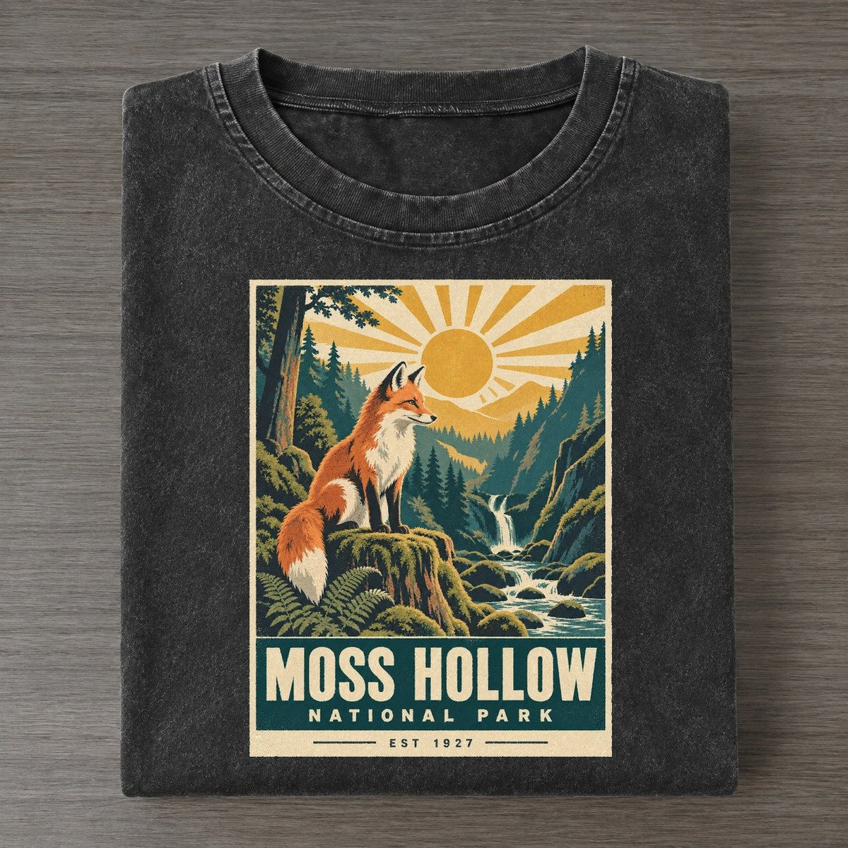 Moss Hollow Nowhere National Parks Vintage T-shirt – Black
