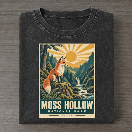 Moss Hollow Nowhere National Parks Vintage T-shirt – Black