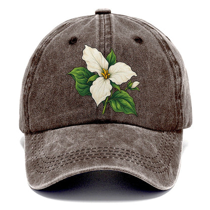 Ontario White Trillium Bloom Canada Cultural Icons Classic Cap – Brown