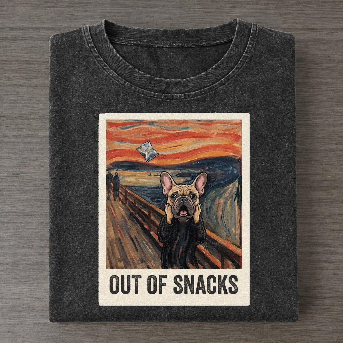 French Bulldog Scream Out Of Snacks Scream Vintage T-shirt – Black