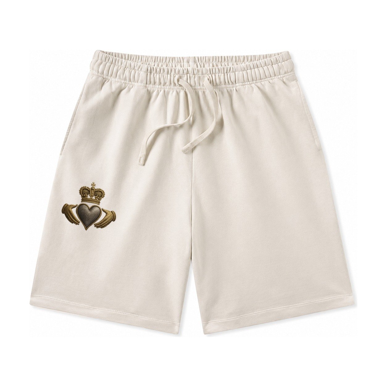 Claddagh Symbol Washed Shorts – Beige