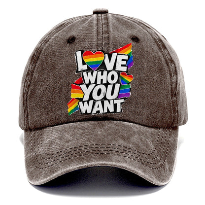 Love Who You Want Rainbow Heart Classic Cap – Brown
