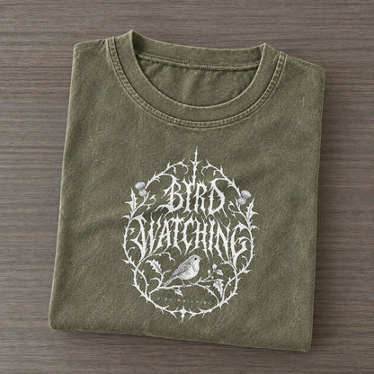 Birdwatching Unreadable Feelings Vintage T-shirt – Army Green