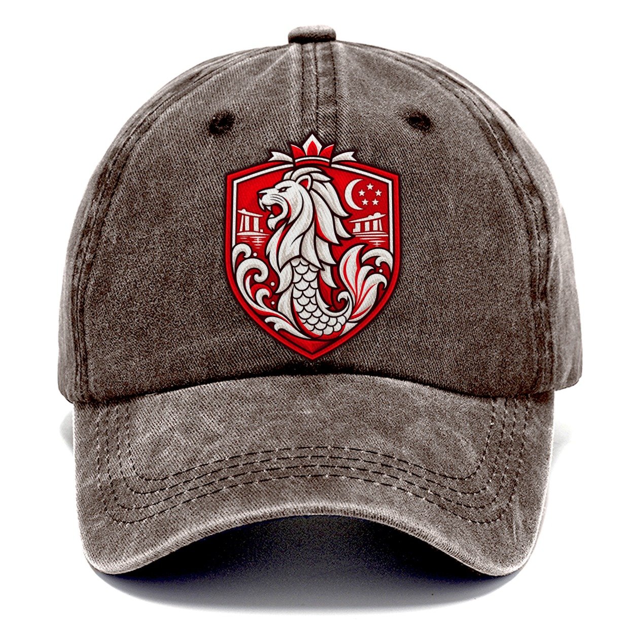 Singapore Minimal Emblem Country Logos Classic Cap – Brown