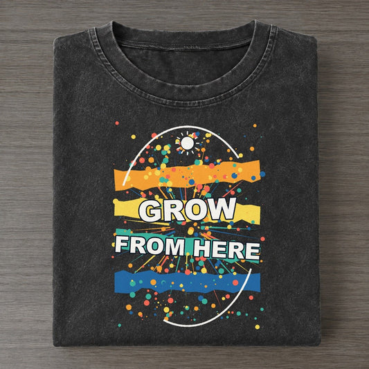 Grow From Here Colorburst Uplift Vintage T-shirt – Black