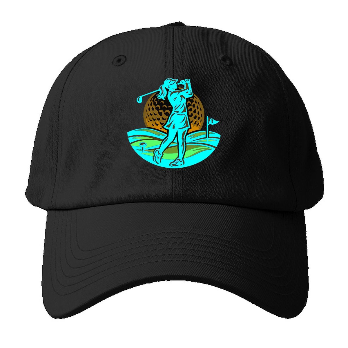 Elegant Fairway Swing Baseball Cap – Black