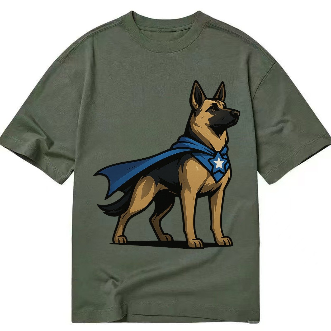 German Shepherd Patriotic Hero Standing Alert On Four Paws S Classic T-shirt – Army Green