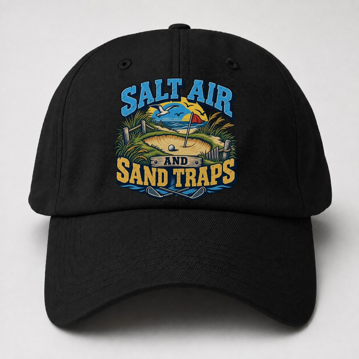 Salt Air And Sand Traps Golf Life Baseball Cap – Black