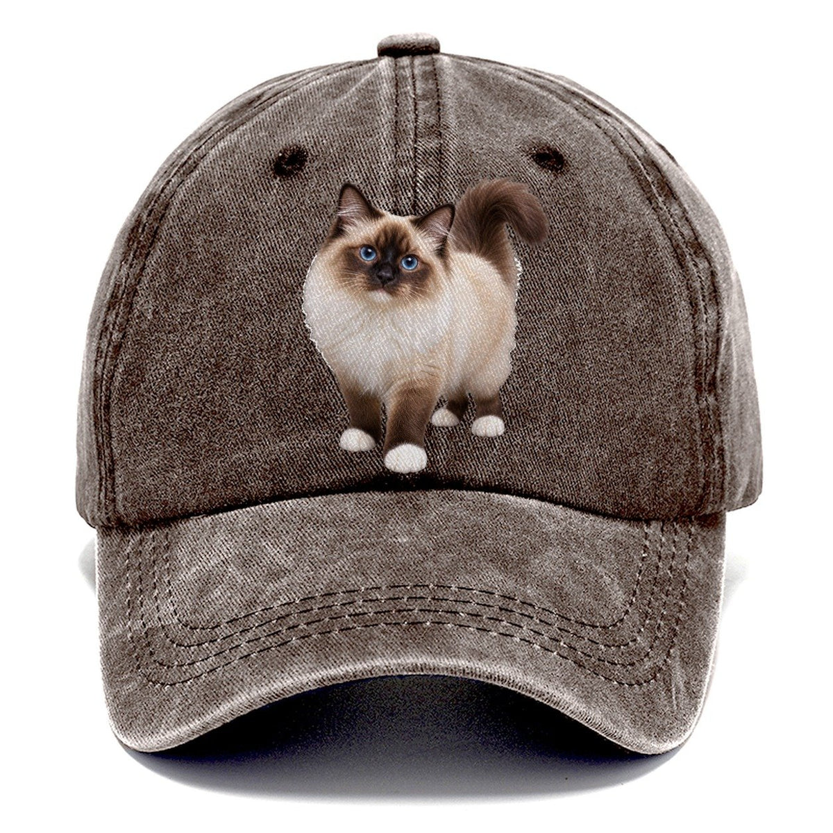 Birman Standing Three Quarter Realistic Cat Portrait Classic Cap – Brown
