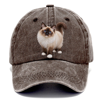 Birman Standing Three Quarter Realistic Cat Portrait Classic Cap – Brown