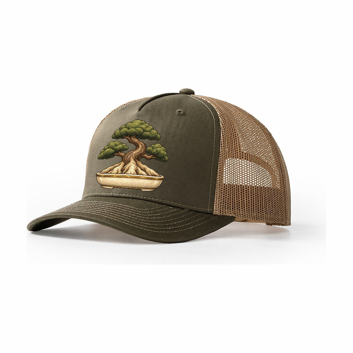 Exposed Nebari Specimen Bonsai Trucker Hat – Olive Khaki