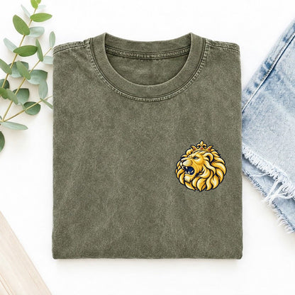 Lion Of Judah Left Chest Vintage T-shirt – Army Green