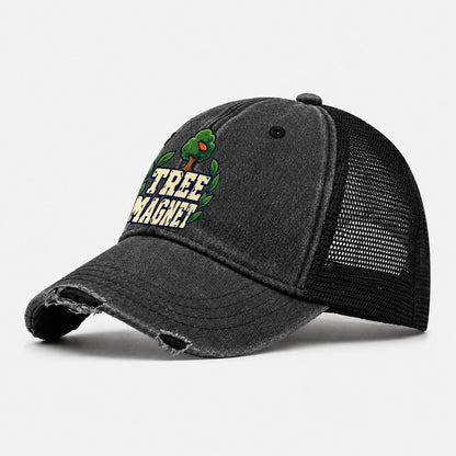 Tree Magnet Disc Golf Washed Trucker Hat – Black