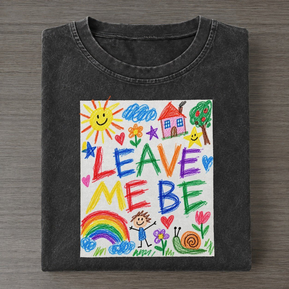 Leave Me Be Crayon Hour Vintage T-shirt – Black