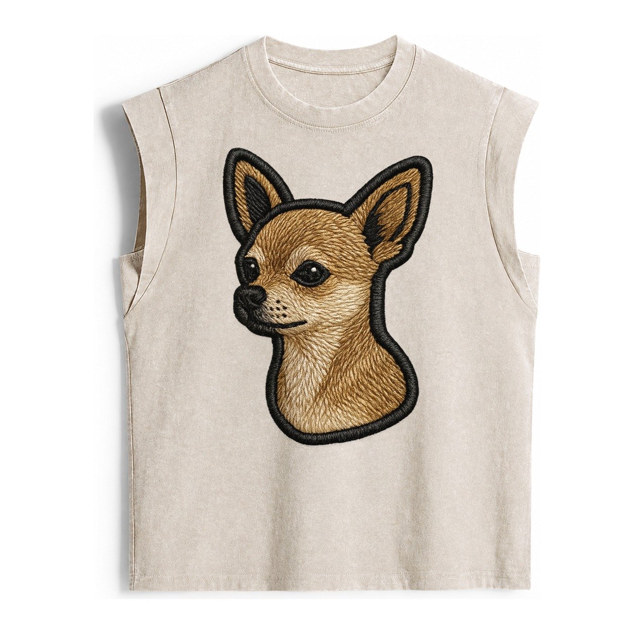 Chihuahua Logo Vintage Washed Tank – Beige
