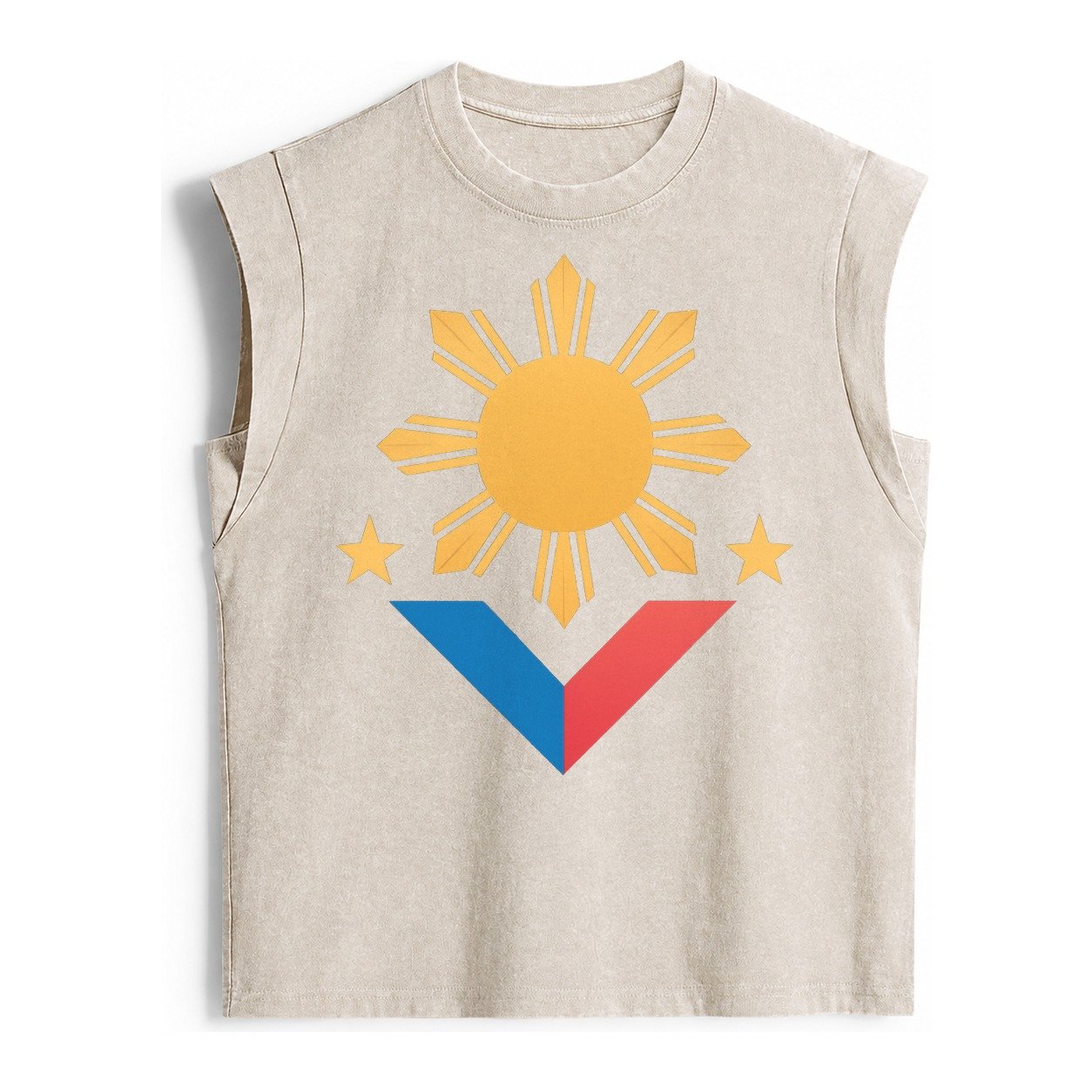 Philippines Flag Sun And Vintage Washed Tank – Beige